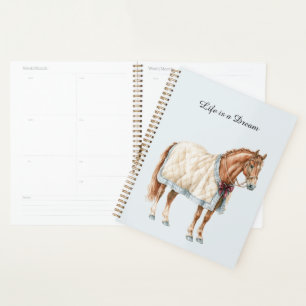 Horse White Blue Blanket Planner