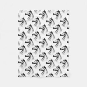Horse: White Fleece Blanket