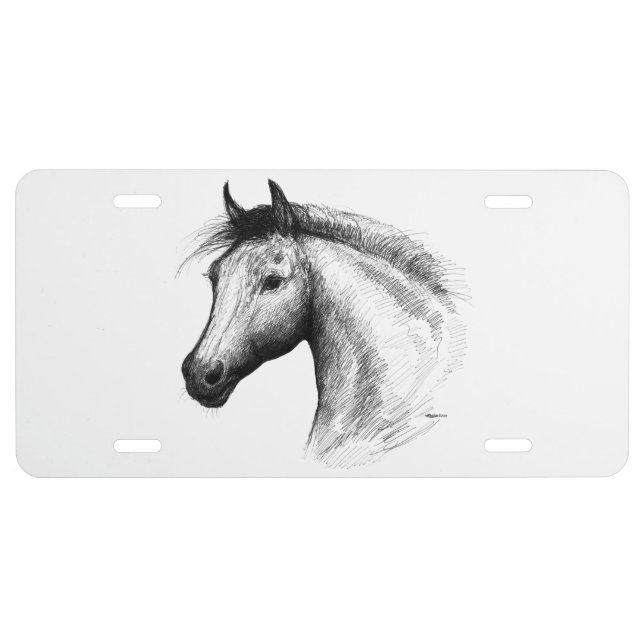 Horse:  White License Plate (Front)
