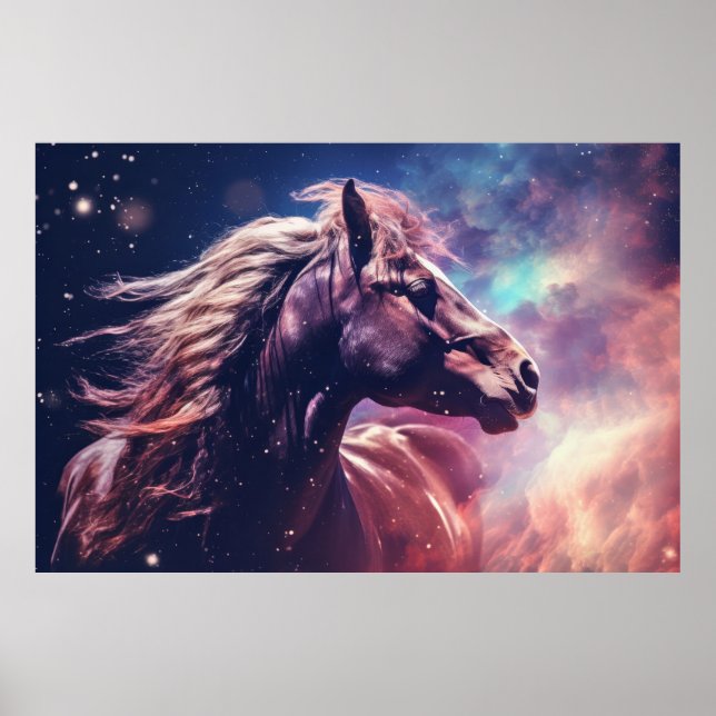Horse Wild Animal Majestic Wilderness Surrealist Poster (Front)