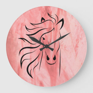 Horse Wild Mane Strawberry Roan Large Clock