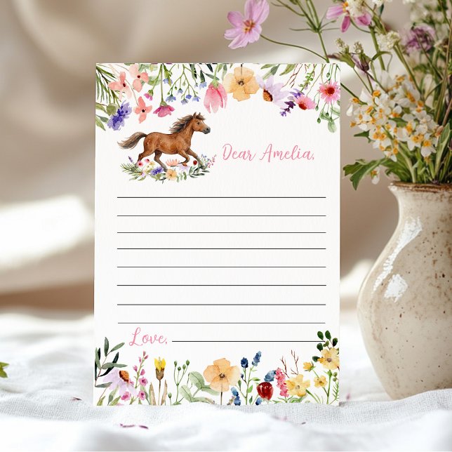 Horse Wildflower Time Capsule Note Message Card (Creator Uploaded)