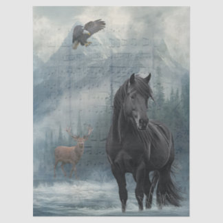 Horse Wildlife Winter Watercolor Tissue Paper