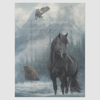Horse Wildlife Winter Watercolor Tissue Paper