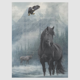 Horse Wildlife Winter Watercolor Tissue Paper