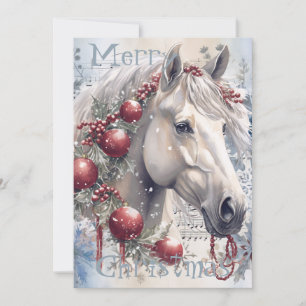 Horse Winter Christmas Watercolor Holiday Card