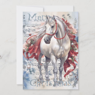 Horse Winter Christmas Watercolor Holiday Card