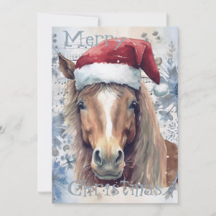 Horse Winter Christmas Watercolor Holiday Card