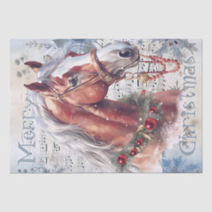 Horse Winter Christmas Watercolor Tissue Paper