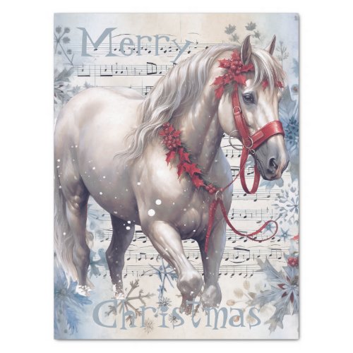 Horse Winter Christmas Watercolor Tissue Paper