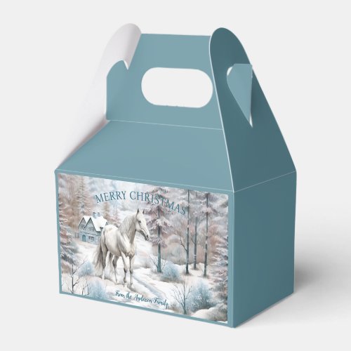 Horse winter scene snow forest Christmas Favor Boxes