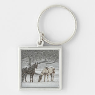 horse winter snow farm ranch animals snowy frozen keychain