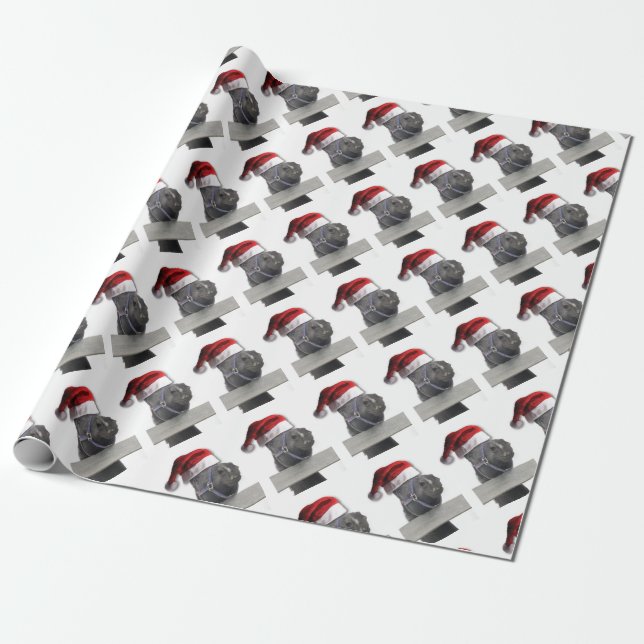 Horse with a Santa Hat Wrapping Paper (Unrolled)