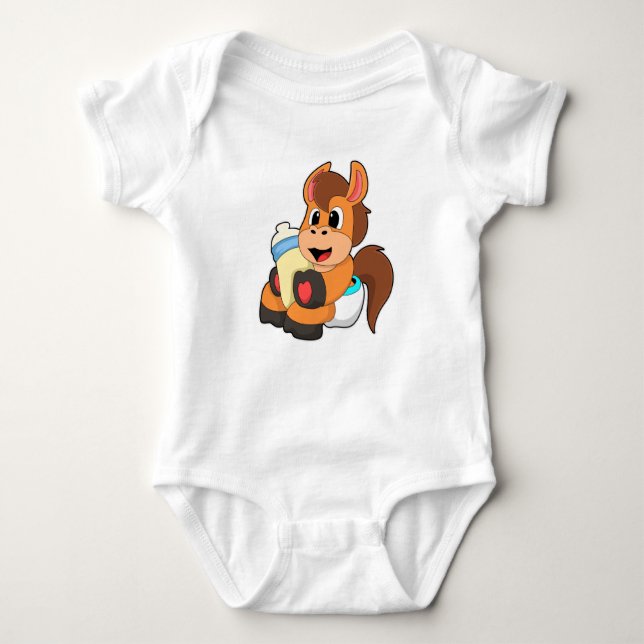Horse with Baby bottle Baby Bodysuit (Front)