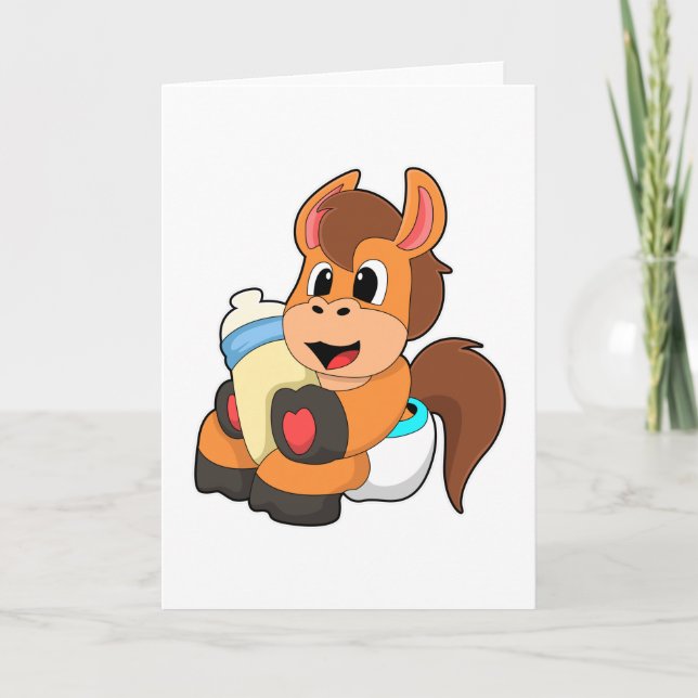 Horse with Baby bottle Card (Front)