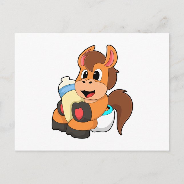 Horse with Baby bottle Postcard (Front)