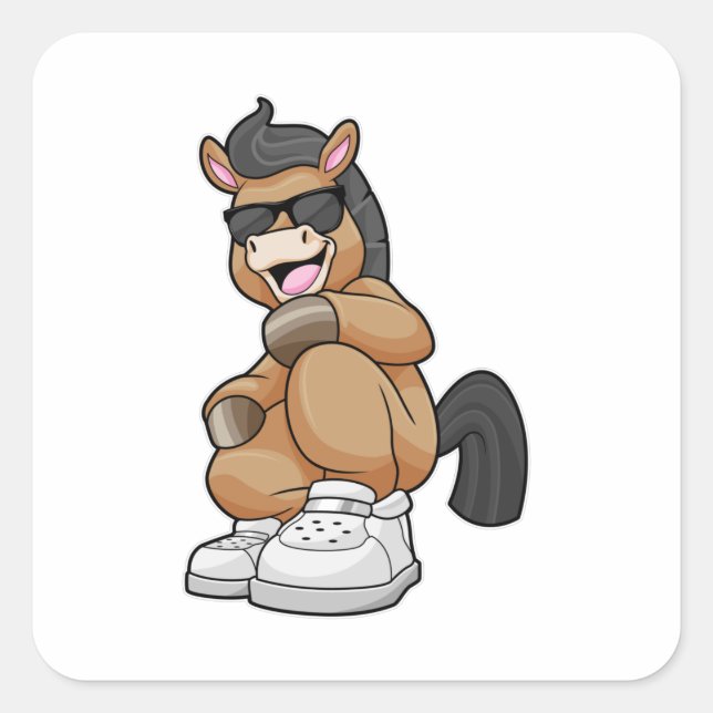 Horse with big Shoes Square Sticker (Front)