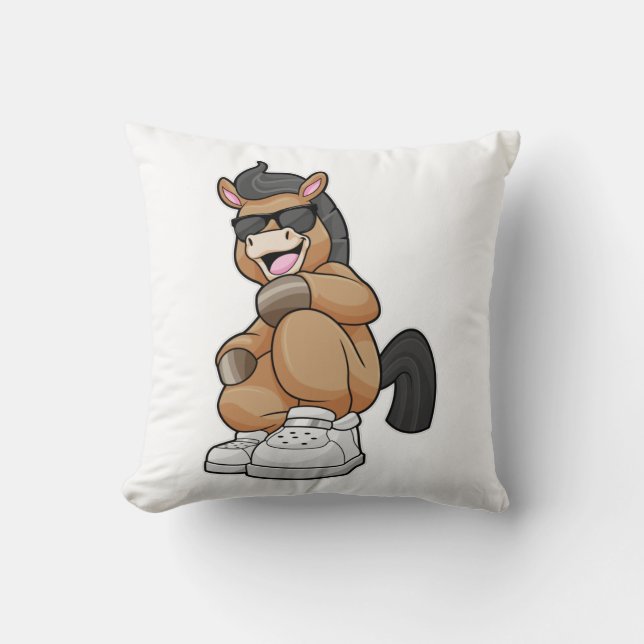 Horse with big Shoes Throw Pillow (Front)