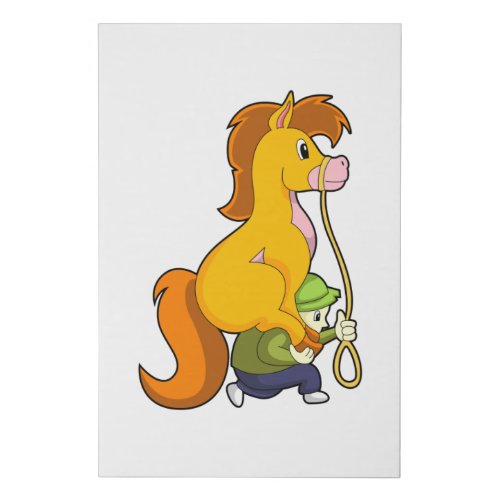 Horse with BoyPNG Faux Canvas Print