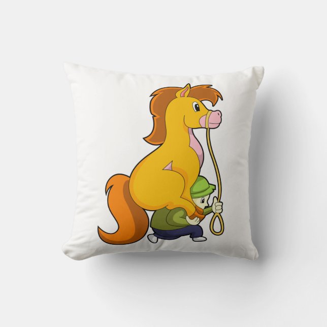 Horse with Boy.PNG Throw Pillow (Front)