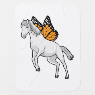 Horse with Butterfly Baby Blanket