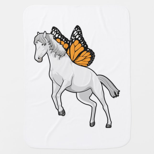 Horse with Butterfly Baby Blanket (Front)
