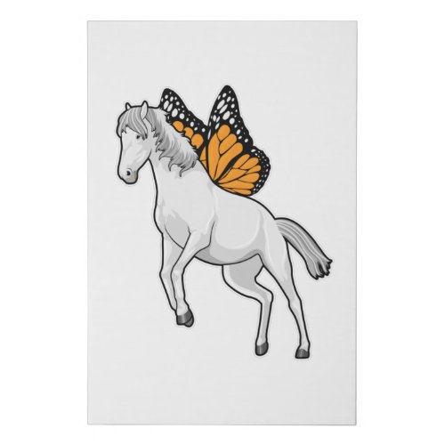 Horse with Butterfly Faux Canvas Print
