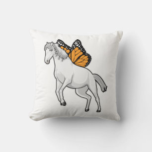 Horse with Butterfly Throw Pillow