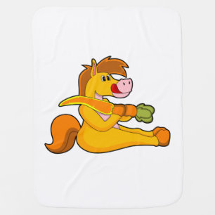 Horse with Carrot Baby Blanket
