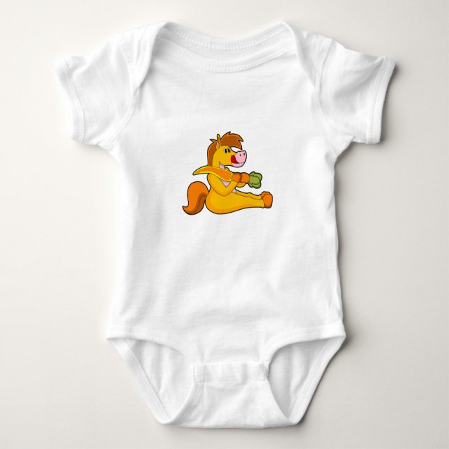 Horse with Carrot Baby Bodysuit (Front)