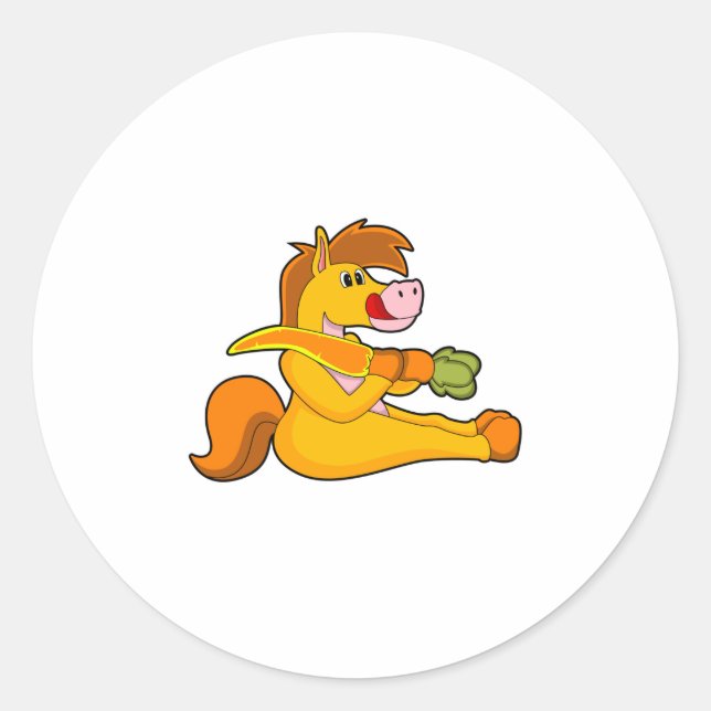 Horse with Carrot Classic Round Sticker (Front)