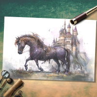 Horse with Castle Steampunk 2 Decoupage Paper