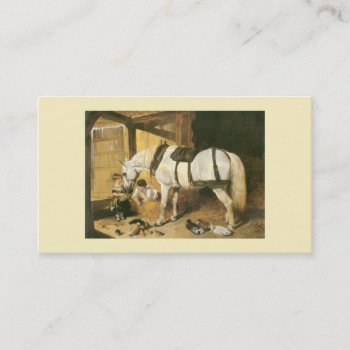 Horse With Children Vintage Business Card by horsesense at Zazzle