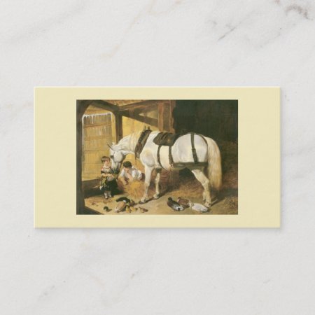 Horse With Children Vintage Business Card