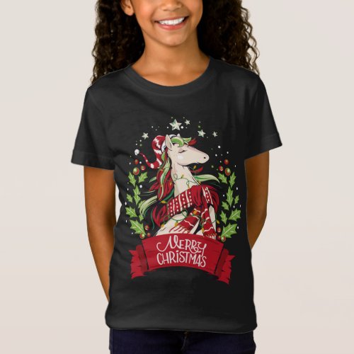 Horse With Christmas Lights Merry Christmas Christ T_Shirt