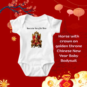 Horse with crown on golden throne Chinese New Year Baby Bodysuit