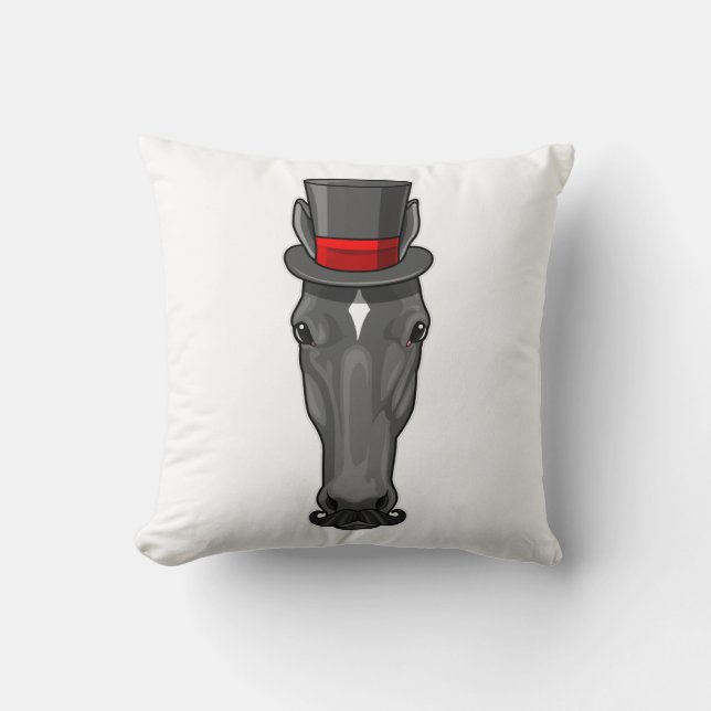 Horse with Cylinder Throw Pillow (Front)