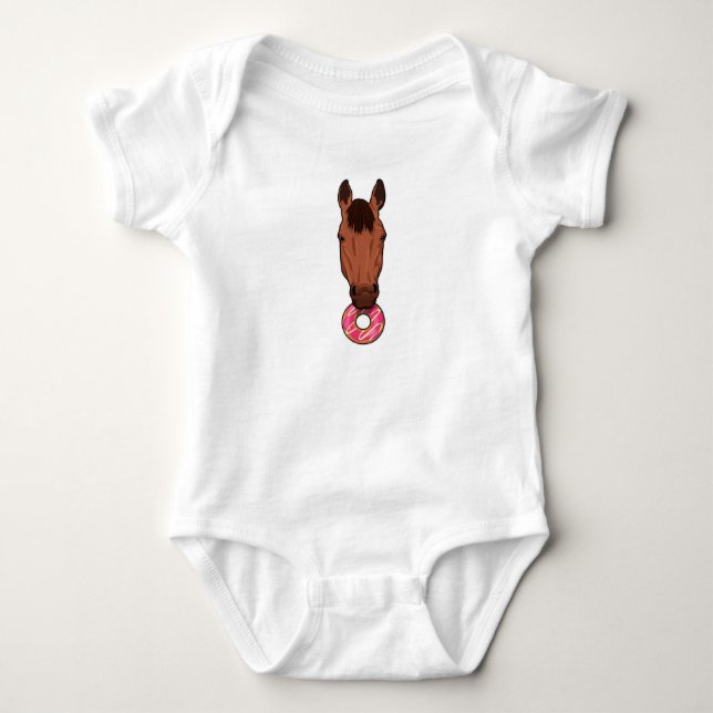 Horse with Donut Baby Bodysuit (Front)