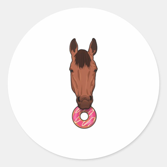 Horse with Donut Classic Round Sticker (Front)