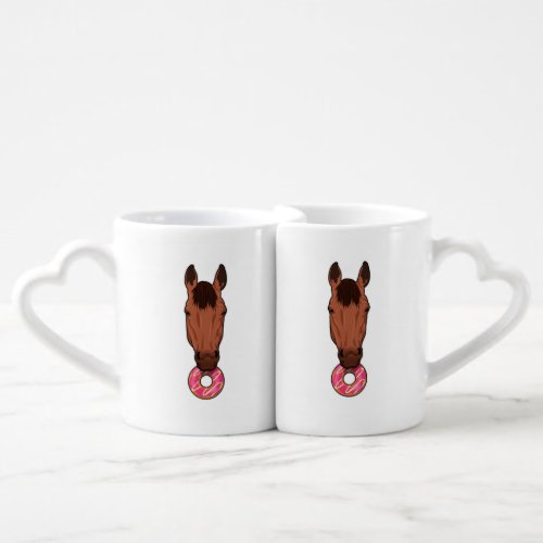 Horse with Donut Coffee Mug Set