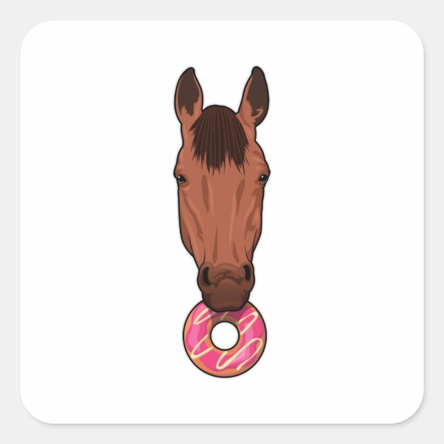 Horse with Donut Square Sticker (Front)