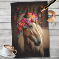 Horse with Floral Decorations 2 Decoupage Paper