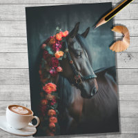Horse with Floral Decorations 3 Decoupage Paper