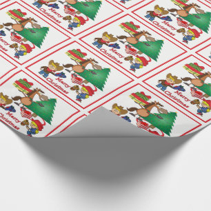 Horse With Gifts And Stick Horse Kids Gift Wrap