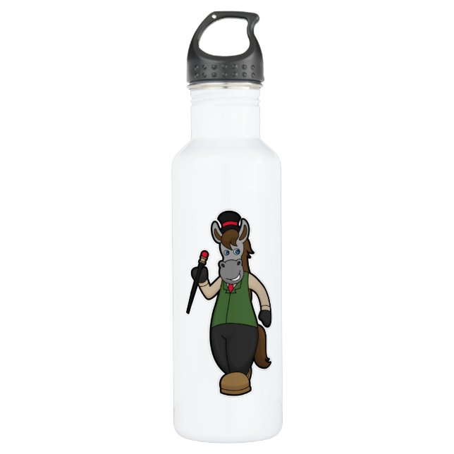 Horse with Hat & Cane Stainless Steel Water Bottle (Front)