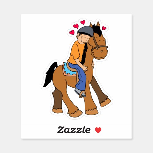 Horse with hearts and Rider Neutral Sticker