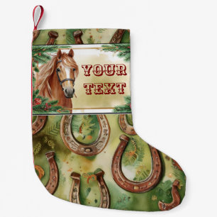 Horse with Horseshoes Background Small Christmas Stocking