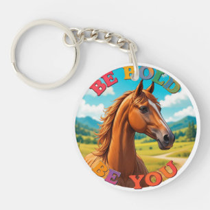 Horse with Motivational Quote Keychain