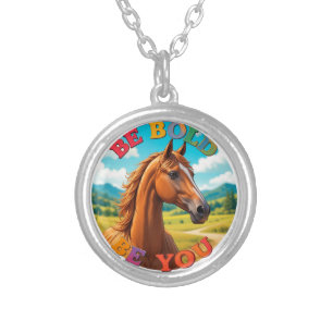 Horse with Motivational Quote Silver Plated Necklace