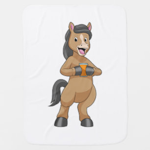 Horse with Mug of Orange juice Baby Blanket